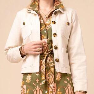 Utility Jacket -Sand Button Front Cropped- Size XXS -Spartina 449 - NWT